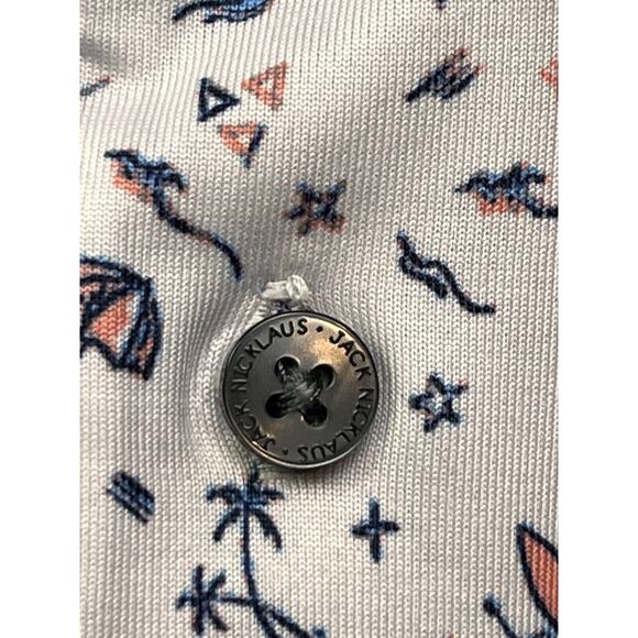 Nicklaus Eco Choice Polo Shirt Men's Large White Island Pattern Performance - Picture 5 of 9